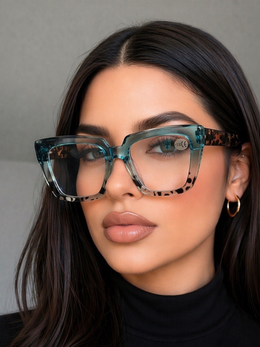 Oversized Reading Glasses Teal Ombre Leopard +3.50 Chic Frame